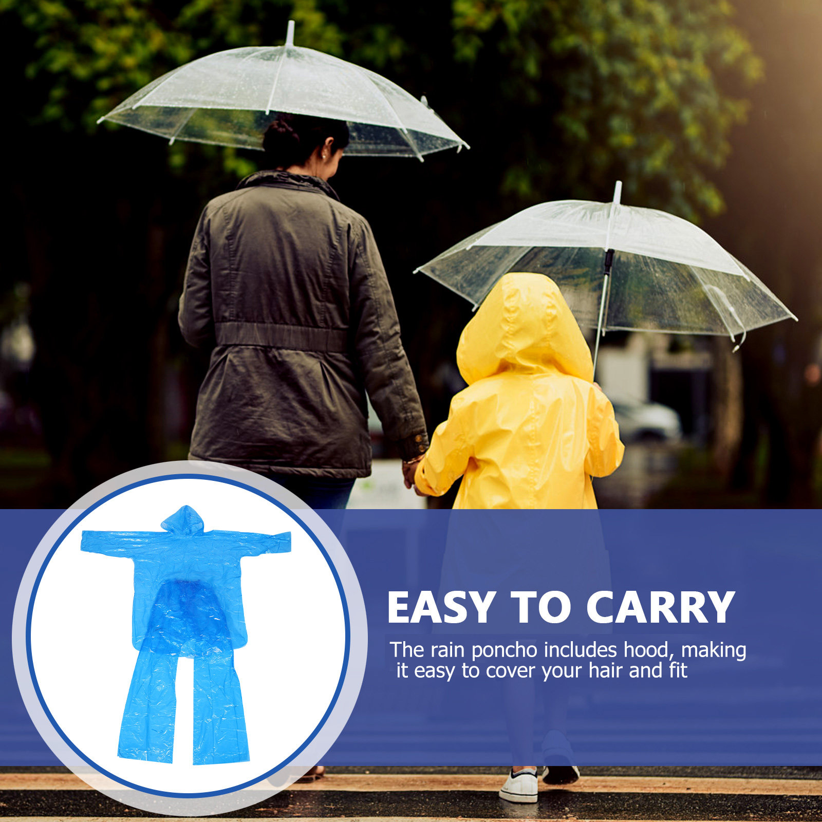 Emergency Poncho Rain - Acil Durum Yağmurluk Takımı: Şeffaf Plastik